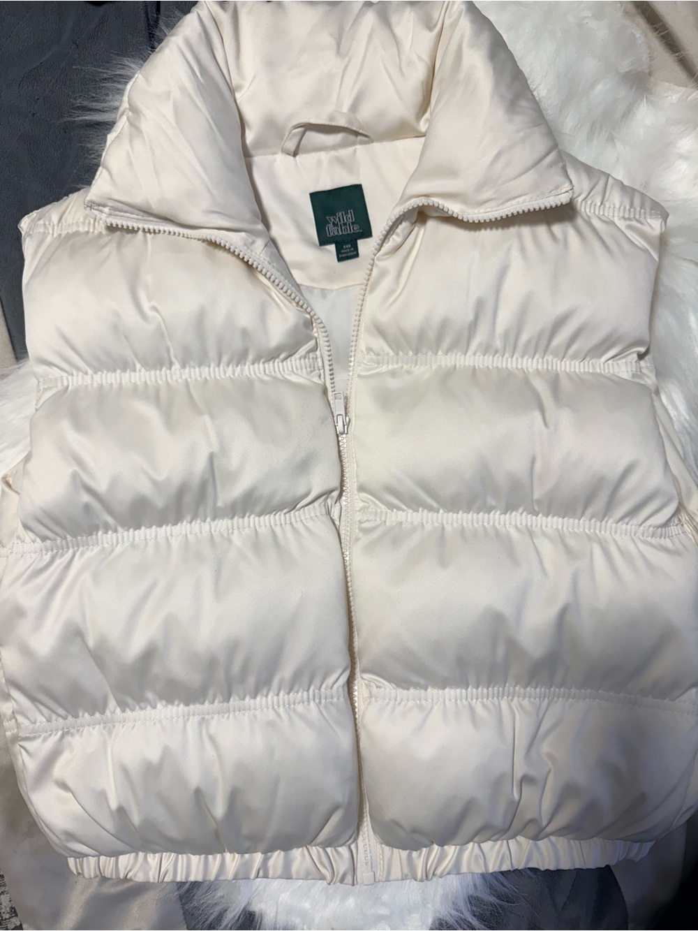 wild fable Ivory Cropped Puffer Vest